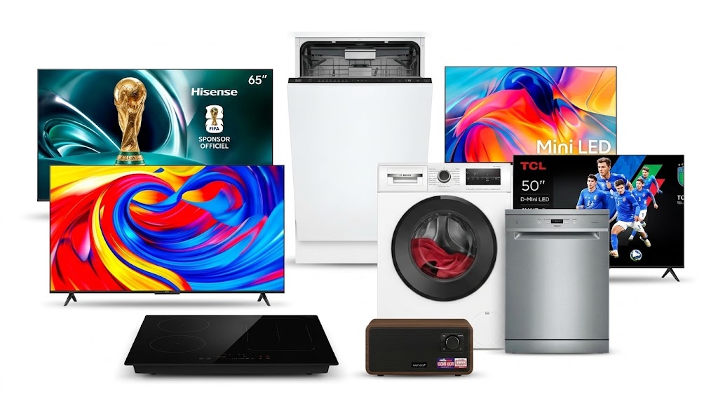 Set van 10 producten - Vaatwassers, wasmachines, tv's - Whirlpool, AEG, TCL – kavel bij Stocklear
